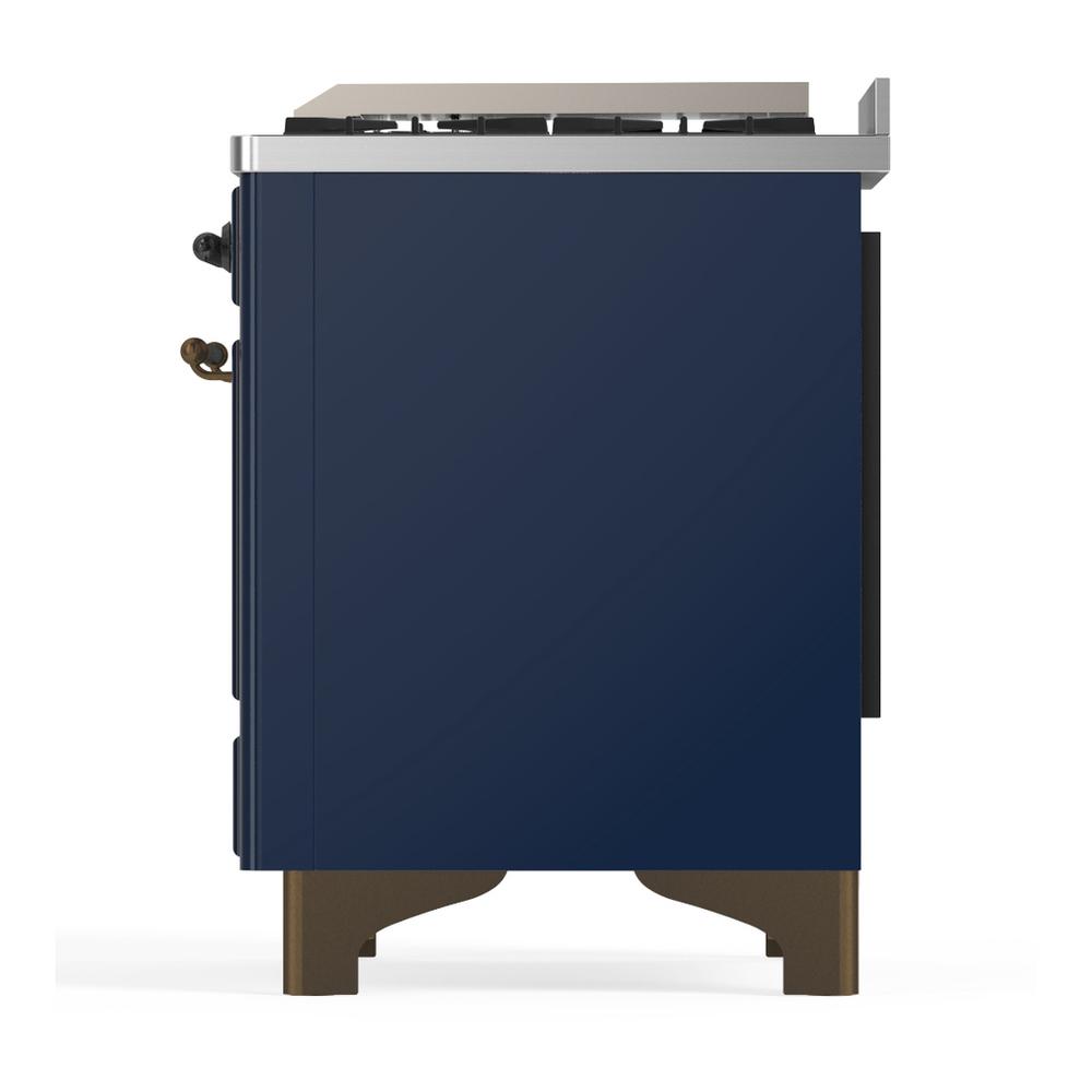Ilve UM36FNR3MBBLP Ilve Um36Fnr3Mbblp Majestic Iii 36 Inch Dual Fuel Range With 6 Black Brass Burners And Griddle, Dual Function Burner Up To 25,000 Btu (Triple Glass Door, Midnight Blue, Burnished, Liquid Propane)