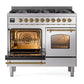 Ilve UPD406NMPSSG Ilve Upd406Nmpssg Nostalgie Ii 40 Inch Dual Fuel Range With 6 Total Black Brass Burners (Limited Edition) (Natural Gas, Stainless Steel)