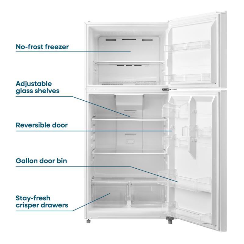 Element Appliance ERT18CSEW Element 18.1 Cu. Ft. Top Freezer Refrigerator - White, Energy Star