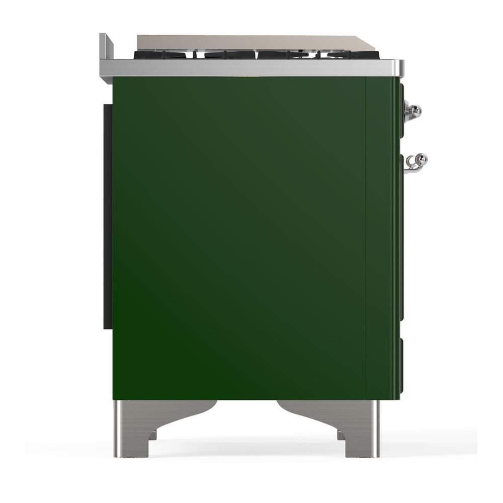 Ilve UM60FQNR3EGC Ilve Um60Fqnr3Egc Majestic Iii 60 Inch Dual Fuel Range With 9 Burners And Griddle, Dual Function Burner Up To 25,000 Btu (Natural Gas, Solid Door, Emerald Green, Chrome)