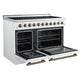 Forno FFSEL601148WHT Forno Paolo 48 Inch Freestanding Electric Range In White With Antique Brass, 6.7 Cu.Ft, True Convection Oven, Energy Efficient