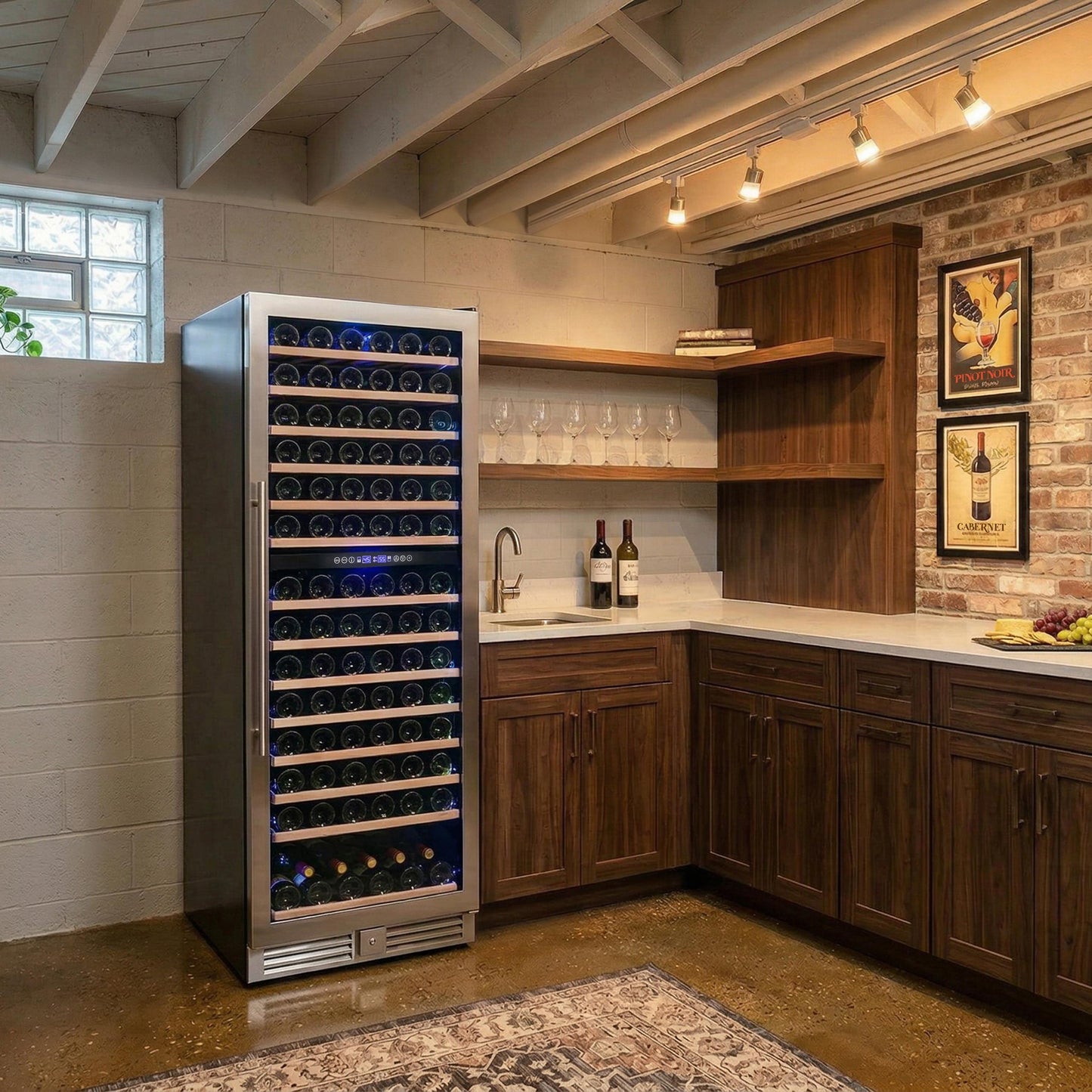 Avanti WCF148DE3S1 Avanti Refresh Dual-Zone Wine Cooler, 148 Bottle Capacity, Wood Accent Shelves, In Stainless Steel (Wcf148De3S-1)