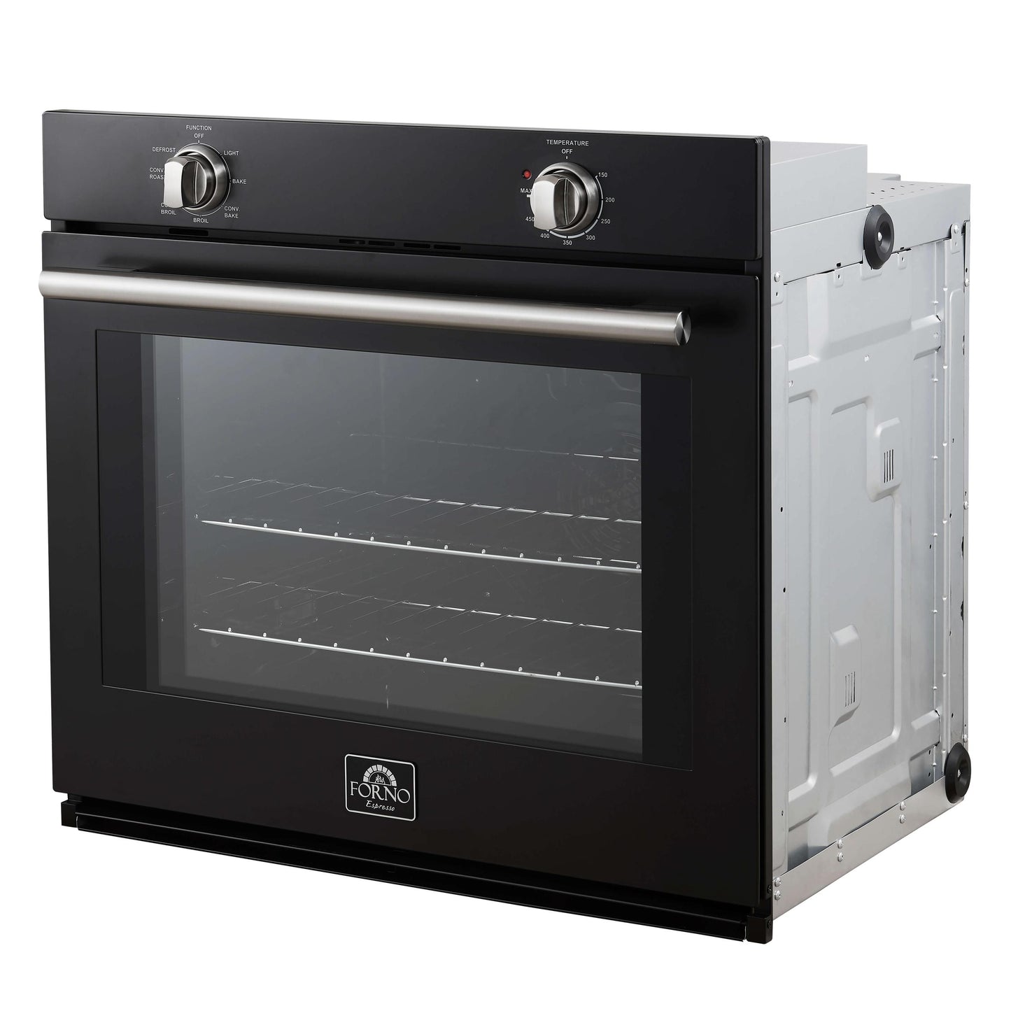 Forno FBOEL137030BLK Forno Vomero 30-Inch Wall Oven, Black, 5 Cu.Ft Capacity, 3550 Watts Convection, Mechanical Controls, Manuel Steam Clean