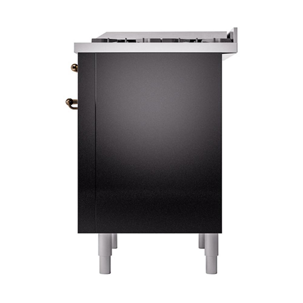 Ilve UN36FQNMPBKBLP Ilve Un36Fqnmpbkblp Nostalgie Ii Noblesse 36" Dual Fuel Range (Liquid Propane, Solid Door, Glossy Black, Burnished)