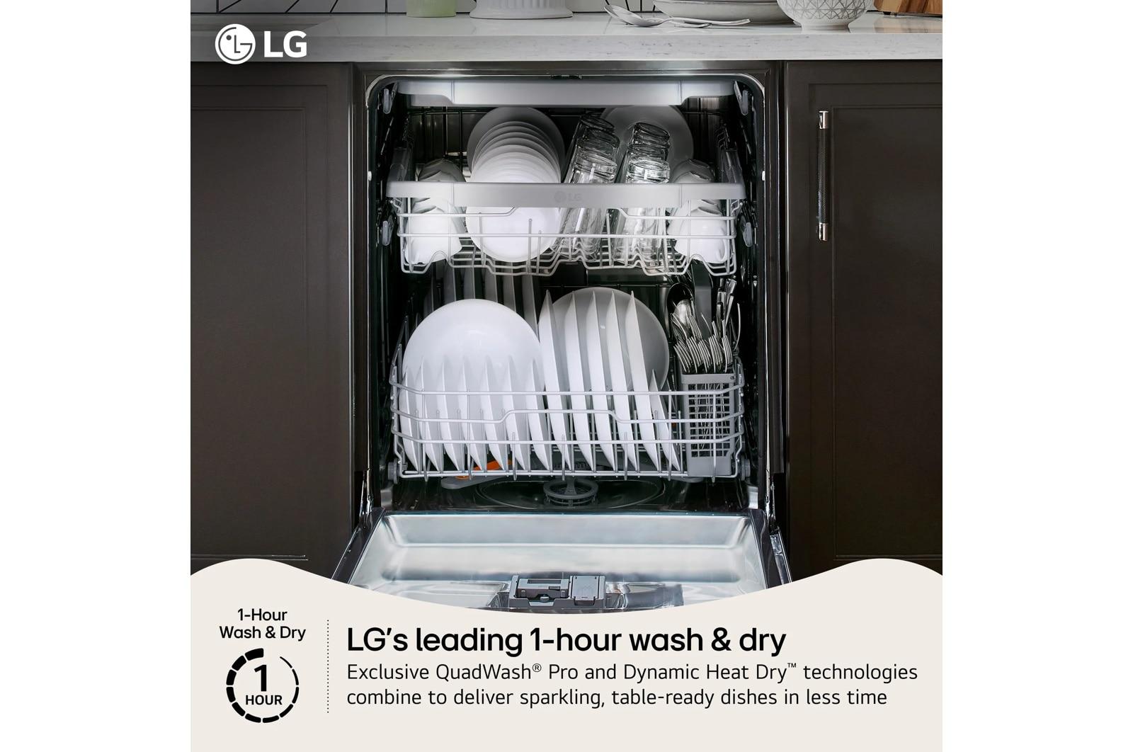 Lg LDNTH753S Smart Flushfit™ Top Control Dishwasher With 1-Hour Wash & Dry, Quadwash® Pro, Truesteam® And Dynamic Heat Dry™ W/Autovent Dry™