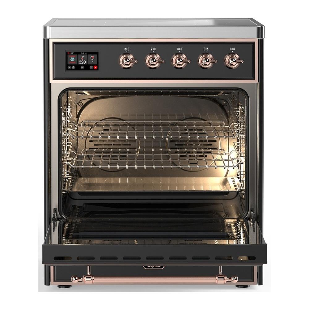 Ilve UMIB30QNR3MGP Ilve Umib30Qnr3Mgp Majestic Iii 30 Inch Induction Range With 4 Elements, 4 Cu. Ft. Oven Capacity (Solid Door, Graphite Matte, Copper)