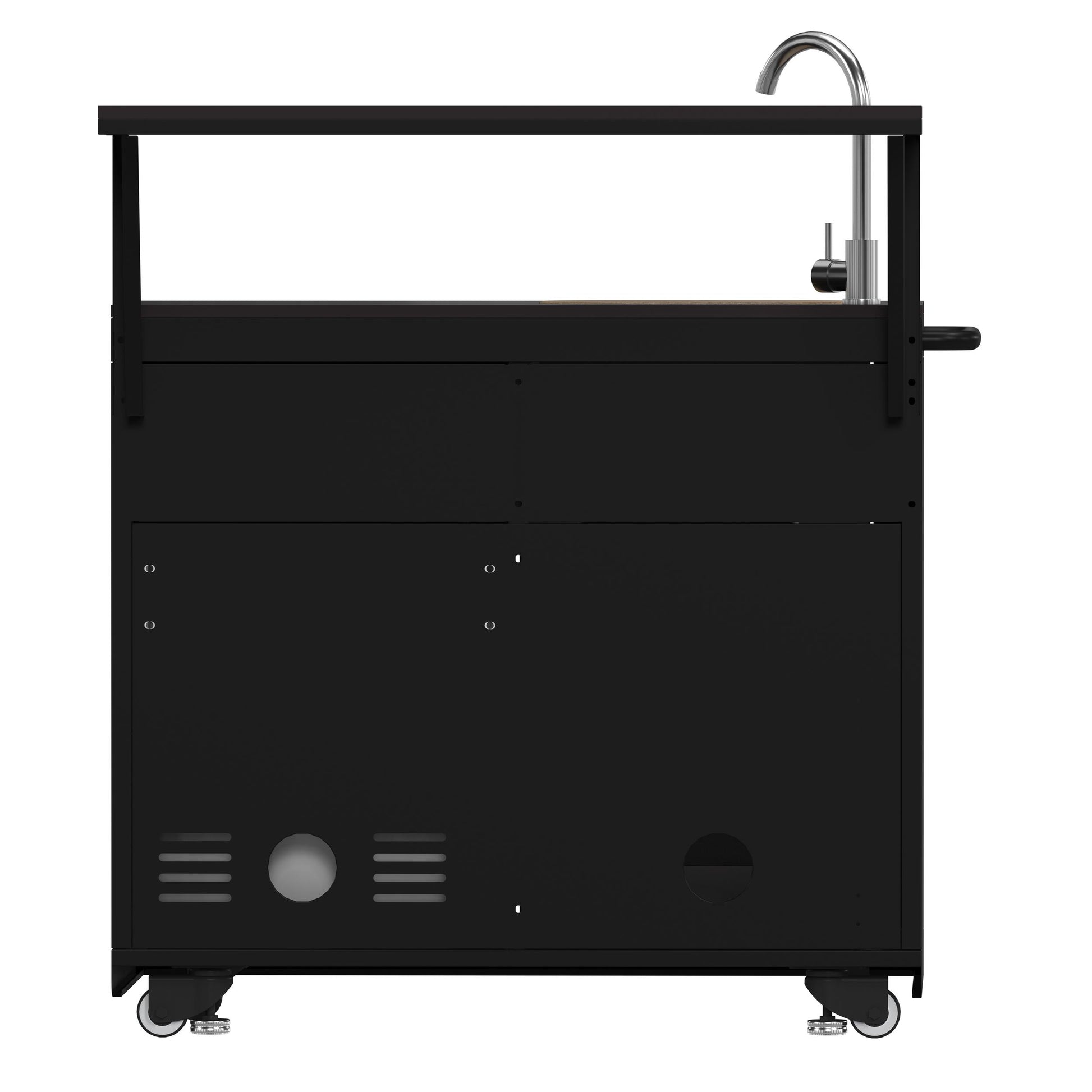 Forno FODKT2582BLK Forno All Aperto 62,600 Btu Bbq, 3 Stainless Steel Burners, Infrared Burners, Sink Module, Black Sintered Stone Countertops, Bar And Beverage Center
