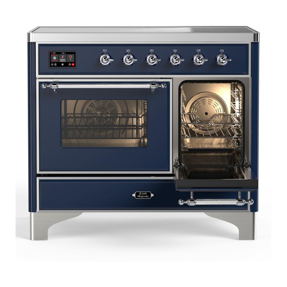 Ilve UMDIB40NR3MBC Ilve Umdib40Nr3Mbc Majestic Iii 40 Inch Induction Range With 6 Elements, 3.82 Cu. Ft. Total Oven Capacity (Triple Glass Door, Midnight Blue, Chrome)