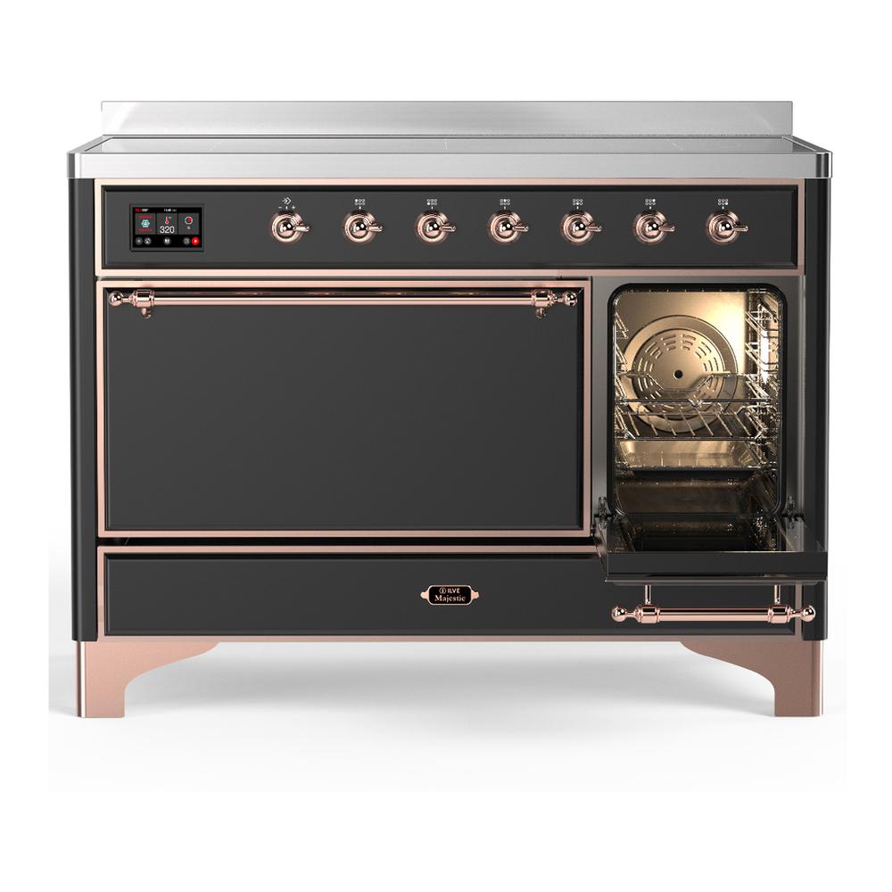 Ilve UMIB48QNR3MGP Ilve Umib48Qnr3Mgp Majestic Iii 48 Inch Induction Range With 6 Elements, 5.02 Cu. Ft. Total Oven Capacity (Solid Door, Graphite Matte, Copper)