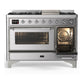 Ilve UM48FNR3SSCLP Ilve Um48Fnr3Ssclp Majestic Iii 48 Inch Dual Fuel Range With 8 Burners And Griddle, Dual Function Burner Up To 25,000 Btu (Liquid Propane, Triple Glass Door, Stainless Steel, Chrome)