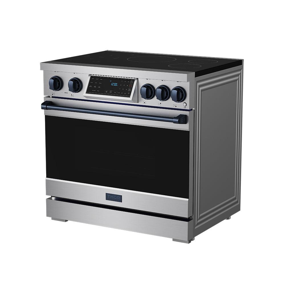 Thor Kitchen RSI36BLU 36 Inch Professional Induction Range With Tilt Panel Touch Control In Stainless Steel And Blue Gordon Ramsay Series