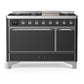 Ilve UM48FQNR3MGCLP Ilve Um48Fqnr3Mgclp Majestic Iii 48 Inch Dual Fuel Range With 8 Burners And Griddle, Dual Function Burner Up To 25,000 Btu (Liquid Propane, Solid Door, Graphite Matte, Chrome)
