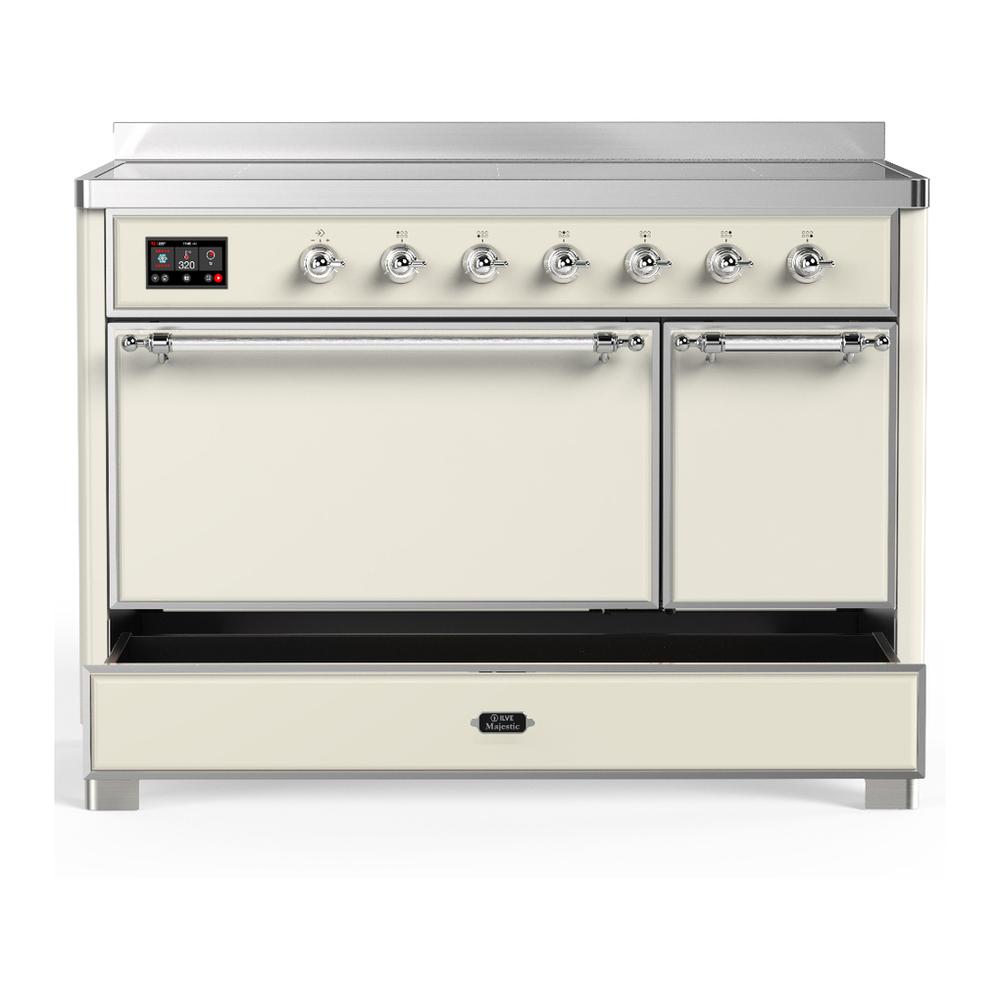 Ilve UMIB48QNR3AWC Ilve Umib48Qnr3Awc Majestic Iii 48 Inch Induction Range With 6 Elements, 5.02 Cu. Ft. Total Oven Capacity (Solid Door, Antique White, Chrome)