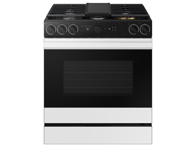 Samsung NSG6DB870012 Bespoke 6.0 Cu. Ft. Smart Slide-In Gas Range With Smart Oven Camera & Illuminated Precision Knobs In White Glass