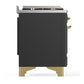 Ilve UM60FQNR3MGGLP Ilve Um60Fqnr3Mgglp Majestic Iii 60 Inch Dual Fuel Range With 9 Burners And Griddle, Dual Function Burner Up To 25,000 Btu (Liquid Propane, Solid Door, Graphite Matte, Brass)
