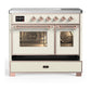 Ilve UMDIB40NR3AWP Ilve Umdib40Nr3Awp Majestic Iii 40 Inch Induction Range With 6 Elements, 3.82 Cu. Ft. Total Oven Capacity (Triple Glass Door, Antique White, Copper)
