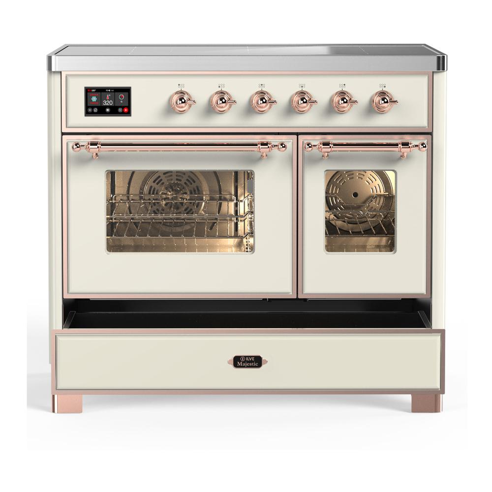 Ilve UMDIB40NR3AWP Ilve Umdib40Nr3Awp Majestic Iii 40 Inch Induction Range With 6 Elements, 3.82 Cu. Ft. Total Oven Capacity (Triple Glass Door, Antique White, Copper)