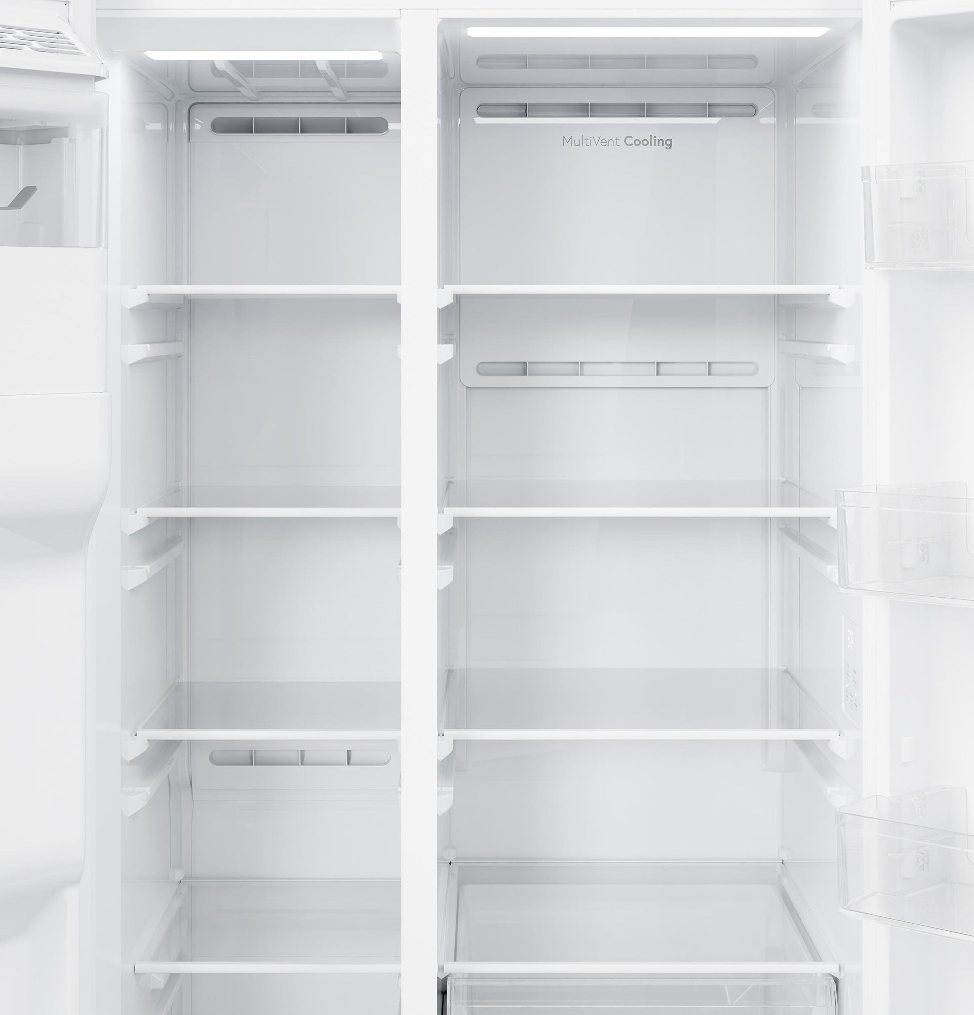 Ge Appliances GZE24NGYWW Ge® Energy Star® 23.6 Cu. Ft. Counter-Depth Side-By-Side Refrigerator With Extra Tall Dispenser And In-Door Icemaker
