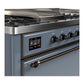 Ilve UM60FSQNR3BGB Ilve Um60Fsqnr3Bgb Majestic Iii 60 Inch Dual Fuel Range With 7 Burners, Griddle And French Top, Dual Function Burner With Up To 25,000 Btu (Natural Gas, Solid Door, Blue Grey, Burnished)