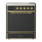 Ilve UMIB30QNR3MGG Ilve Umib30Qnr3Mgg Majestic Iii 30 Inch Induction Range With 4 Elements, 4 Cu. Ft. Oven Capacity (Solid Door, Graphite Matte, Brass)
