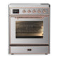 Ilve UMIB30NR3SSP Ilve Umib30Nr3Ssp Majestic Iii 30 Inch Induction Range With 4 Elements, 4 Cu. Ft. Oven Capacity (Triple Glass Door, Stainless Steel, Copper)