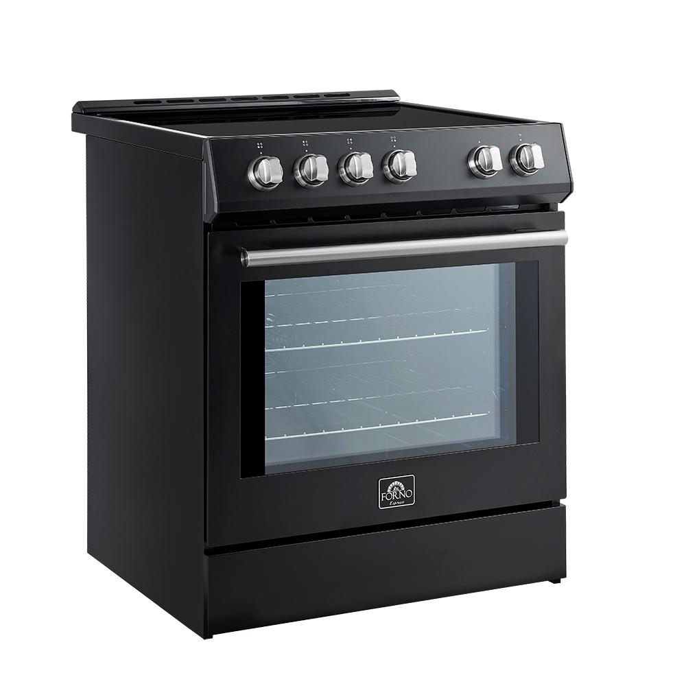Forno FFSIN098230BLK Forno Leonardo Espresso 30-Inch Slide-In Black Induction Range, Convection Oven, 5 Cooking Zones, Touch Control Panel