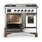 Ilve UMD40FNR3WHB Ilve Umd40Fnr3Whb Majestic Iii 40 Inch Dual Fuel Range With 6 Burners And Griddle, Dual Function Burner Up To 25,000 Btu (Natural Gas, Triple Glass Door, White, Burnished)