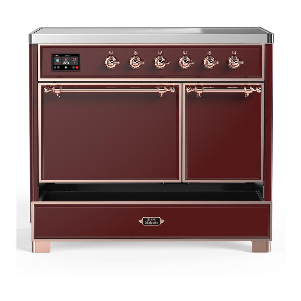 Ilve UMDIB40QNR3BUP Ilve Umdib40Qnr3Bup Majestic Iii 40 Inch Induction Range With 6 Elements, 3.82 Cu. Ft. Total Oven Capacity (Solid Door, Burgundy, Copper)