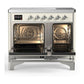 Ilve UMDIB40QNR3AWC Ilve Umdib40Qnr3Awc Majestic Iii 40 Inch Induction Range With 6 Elements, 3.82 Cu. Ft. Total Oven Capacity (Solid Door, Antique White, Chrome)
