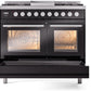 Ilve UPD40FWMPBK Professional Plus Ii 40 Inch Dual Fuel Natural Gas Freestanding Range In Glossy Black With Trim
