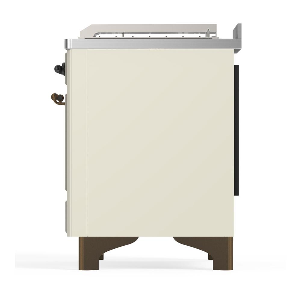Ilve UM48FSQNR3AWB Ilve Um48Fsqnr3Awb Majestic Iii 48 Inch Dual Fuel Range With 5 Black Brass Burners, Griddle And French Top, Dual Function Burner Up To 25,000 Btu (Natural Gas, Solid Door, Antique White, Burnished)