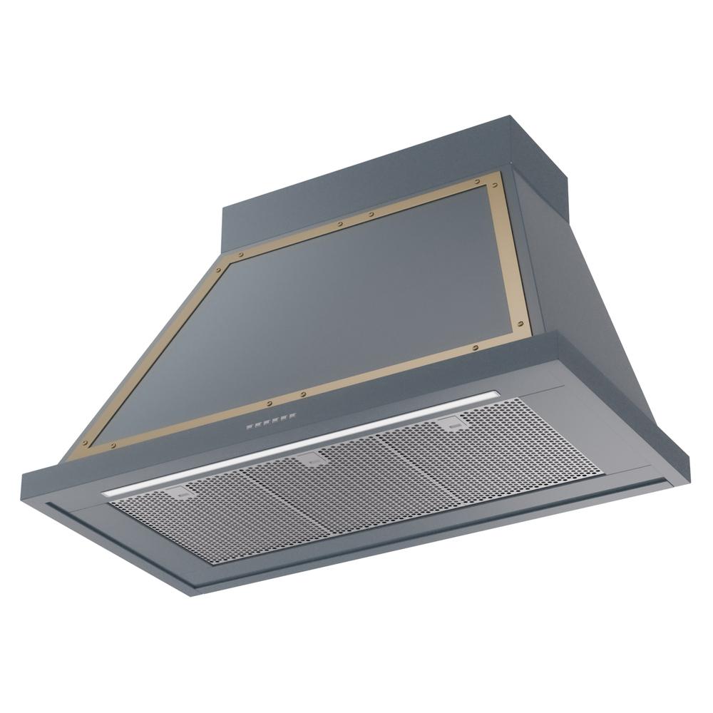 Ilve UANB40BGG Ilve Uanb40Bgg Nostalgie Ii Noblesse 40 Inch Range Hood With 600 Cfm (Blue Grey, Brass)