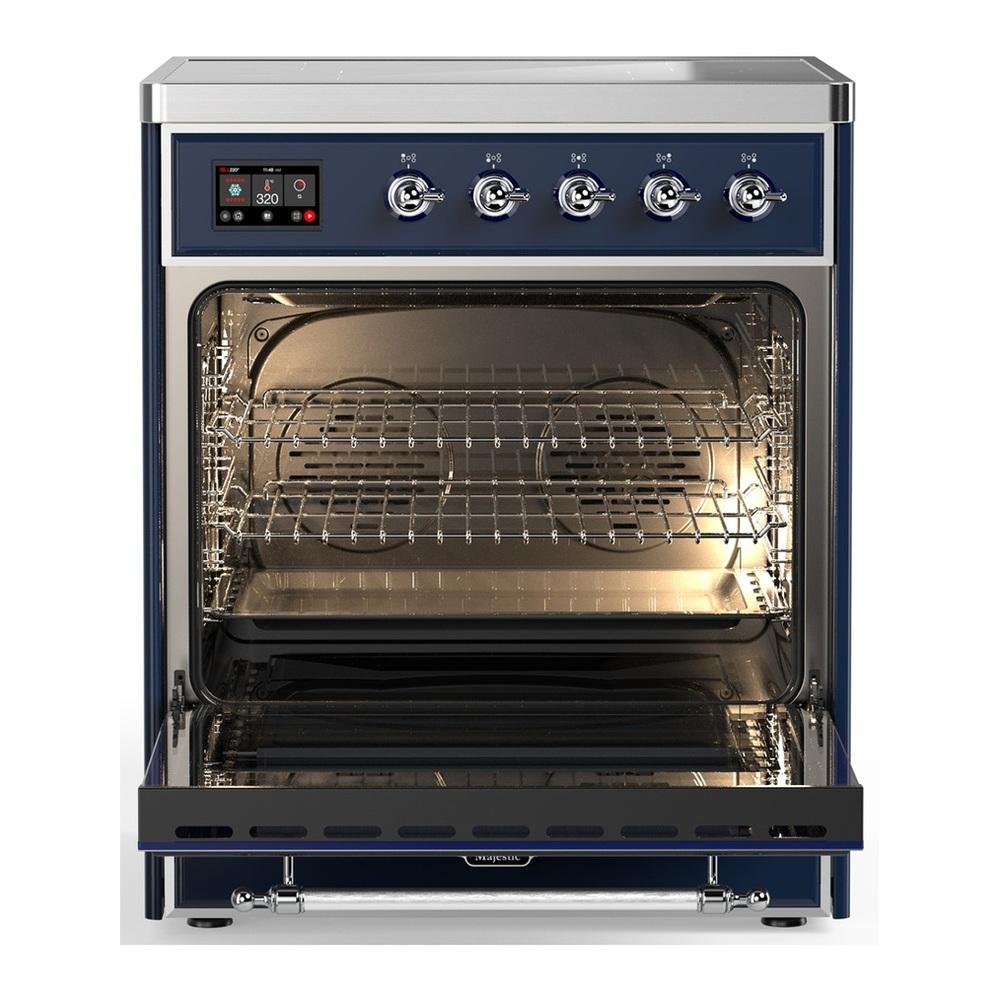 Ilve UMIB30NR3MBC Ilve Umib30Nr3Mbc Majestic Iii 30 Inch Induction Range With 4 Elements, 4 Cu. Ft. Oven Capacity (Triple Glass Door, Midnight Blue, Chrome)