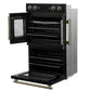 Forno FBOEL134030BLK Forno Asti 30-Inch Double Electric Wall Oven With Upper French Doors In Black & Antique Brass, 7.36 Cu. Ft. Dual True Convection, 7,200W, Air Fry, Sous Vide, Self-Clean