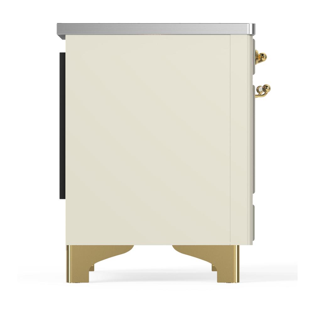Ilve UMIB36NR3AWG Ilve Umib36Nr3Awg Majestic Iii 36 Inch Induction Range With 6 Elements, 3.5 Cu. Ft. Total Oven Capacity (Triple Glass Door, Antique White, Brass)