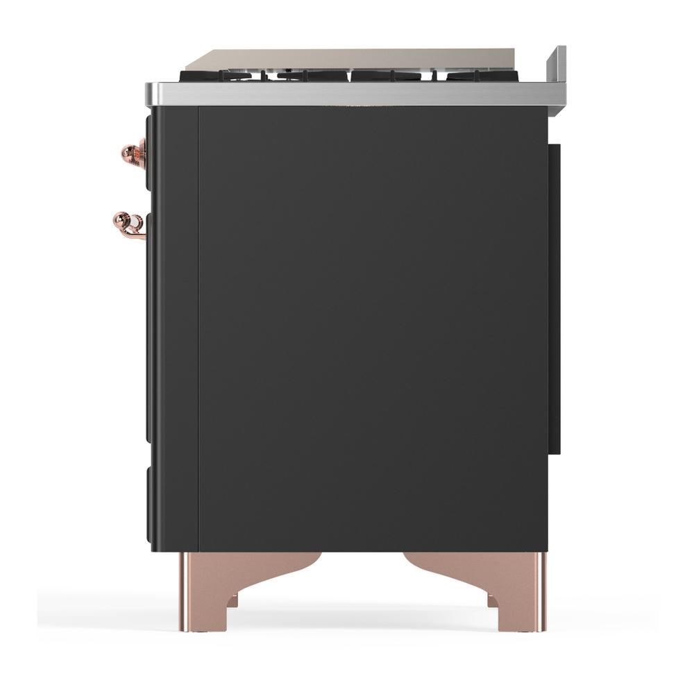 Ilve UM60FSQNR3MGP Ilve Um60Fsqnr3Mgp Majestic Iii 60 Inch Dual Fuel Range With 7 Burners, Griddle And French Top, Dual Function Burner With Up To 25,000 Btu (Natural Gas, Solid Door, Graphite Matte, Copper)