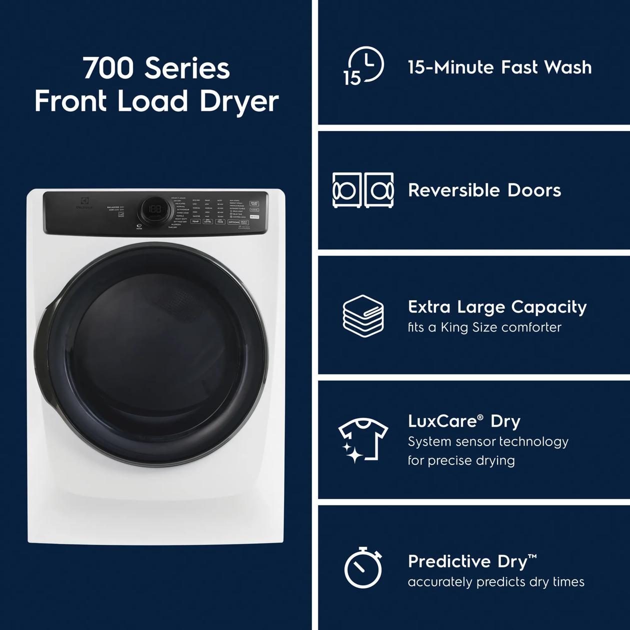 Electrolux ELFG7738MW Front Load Perfect Steam™ Gas Dryer With Luxcare® Dry And Instant Refresh - 8.0 Cu. Ft.