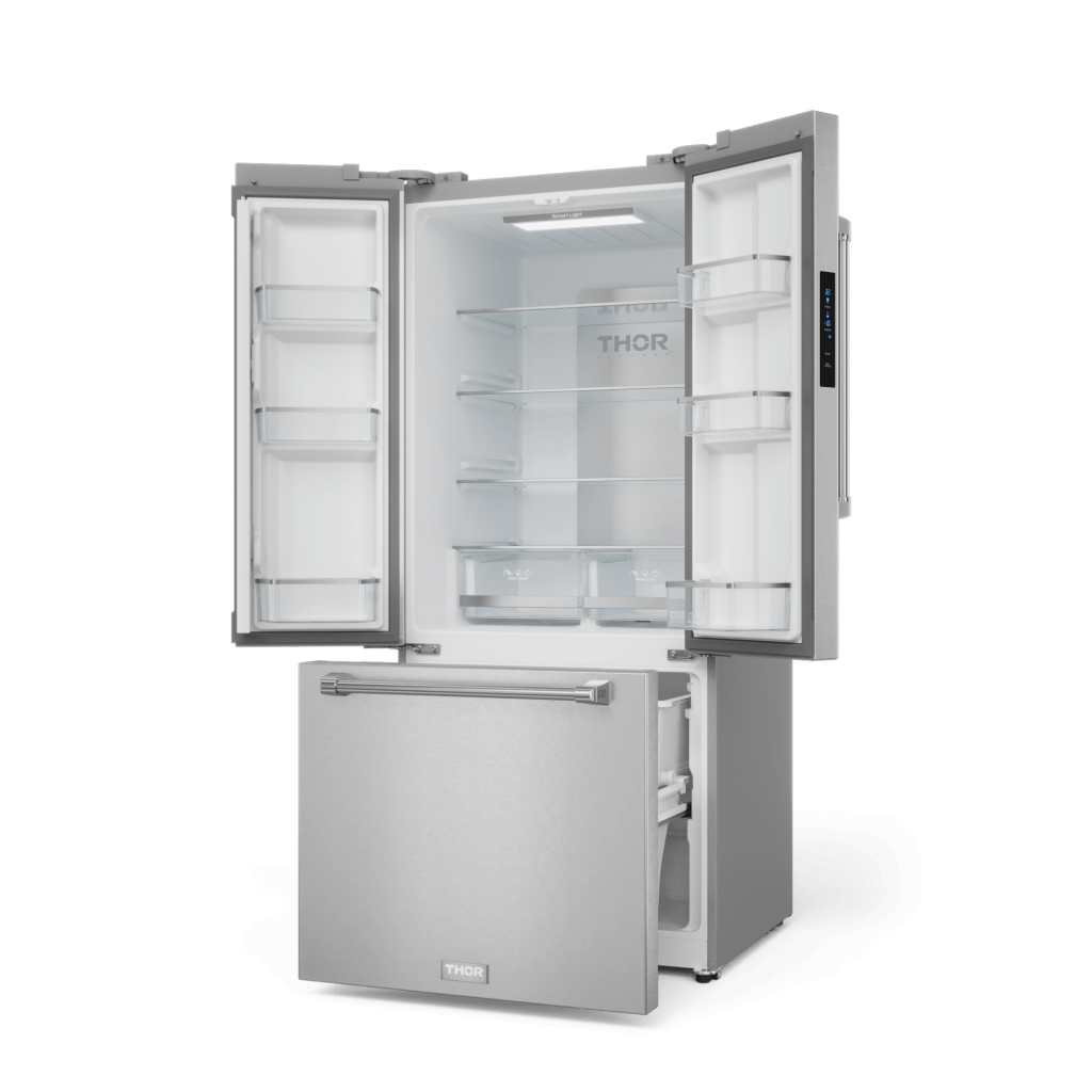 Thor Kitchen RF3017FFD99 30 Inch 17.7 Cu Ft French Door Counter Depth Refrigerator With Ice Maker In Stainless Steel Gordon Ramsay Series - Rf3017Ffd99