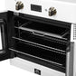 Forno FBOEL133330WHT Forno Asti 30-Inch French Door Electric Wall Oven In White & Antique Brass, 3.68 Cu. Ft. True Convection, 3,600W, Air Fry, Sous Vide, Self-Clean