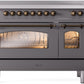 Ilve UPI486NMPMGB Nostalgie Ii 48 Inch Electric Freestanding Range In Matte Graphite With Bronze Trim