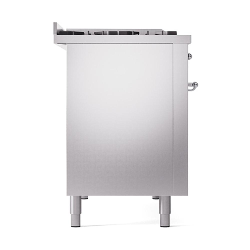 Ilve UN48FQNMPSSC Ilve Un48Fqnmpssc Nostalgie Ii Noblesse 48" Dual Fuel Range (8 Sealed Burners + Griddle, Natural Gas, Solid Door, Stainless Steel, Chrome)