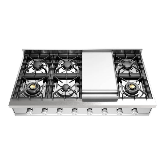 Ilve UHCP48FSS Ilve Uhcp48Fss Professional Plus Ii 48 Inch Built-In Gas Rangetop With Griddle, In Stainless Steel (Natural Gas)