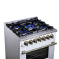Forno FFSGS612530WHT Forno Massimo 30-Inch Freestanding Dual Fuel Range In White With Antique Brass Accessories, 4 Burners, 4.32 Cu. Ft. Convection Oven