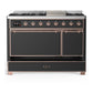 Ilve UM48FQNR3MGPLP Ilve Um48Fqnr3Mgplp Majestic Iii 48 Inch Dual Fuel Range With 8 Burners And Griddle, Dual Function Burner Up To 25,000 Btu (Liquid Propane, Solid Door, Graphite Matte, Copper)