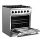 Forno FFSGS619730 Forno Marco 30-Inch Dual Fuel Range, Stainless Steel, 4 Burners, 37,000 Btu, True Convection Oven, Energy Efficient