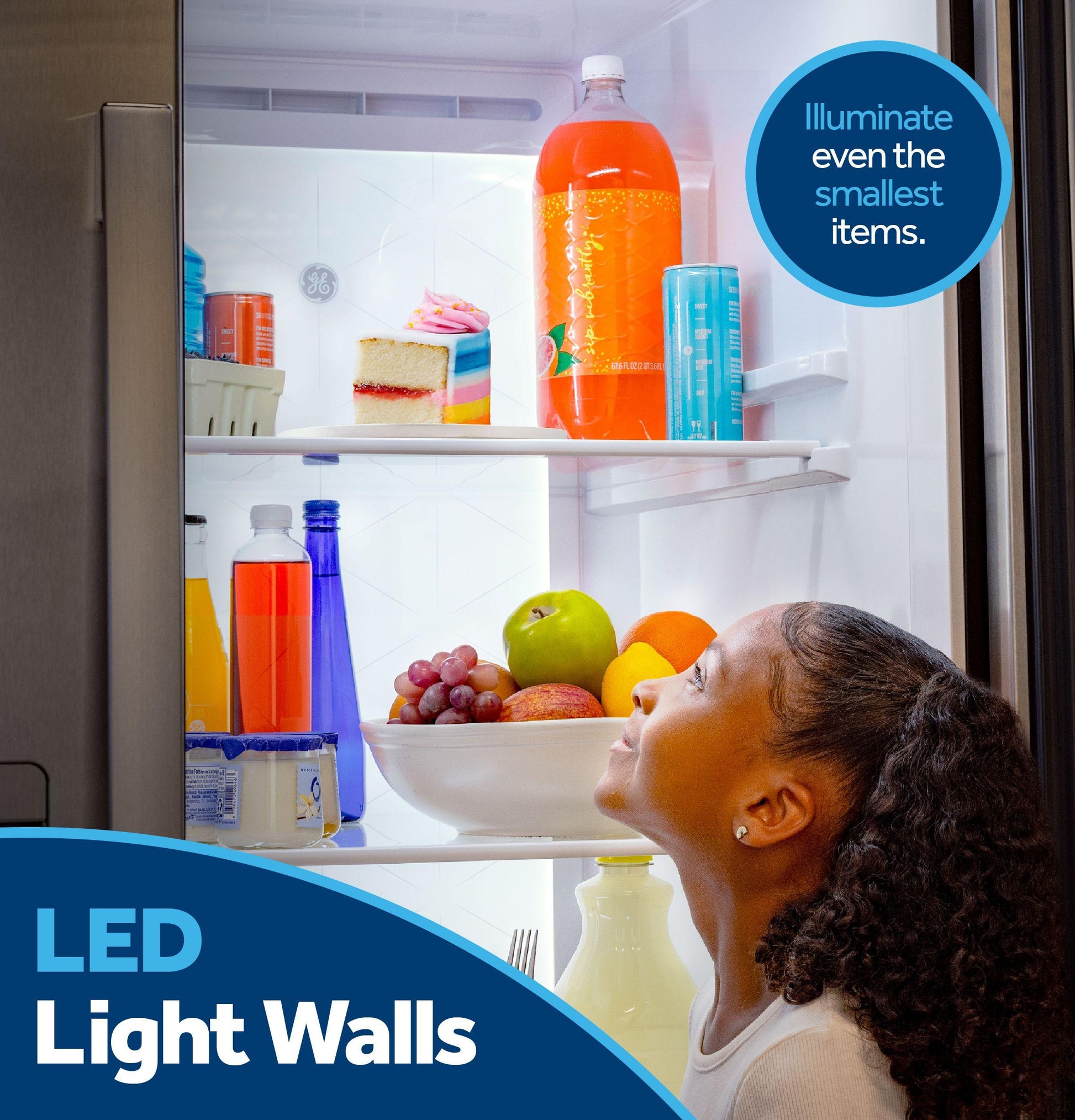 Ge Appliances GZS24PYYFS Ge® 23.5 Cu. Ft. Counter-Depth Side-By-Side Refrigerator With Led Light Walls And Extra Tall Dispenser