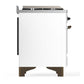 Ilve UM60FNR3WHBLP Ilve Um60Fnr3Whblp Majestic Iii 60 Inch Dual Fuel Range With 9 Burners And Griddle, Dual Function Burner Up To 25,000 Btu (Liquid Propane, Triple Glass Door, White, Burnished)