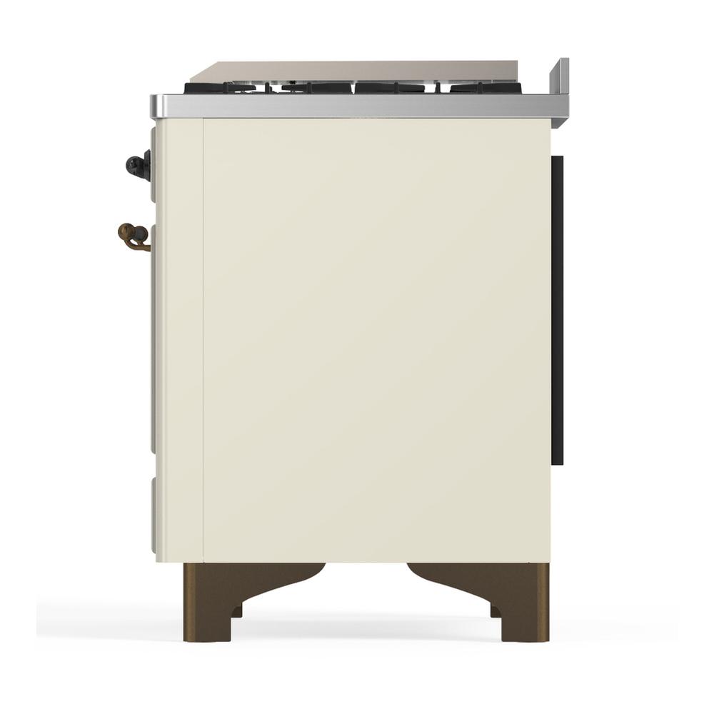 Ilve UM60FSNR3AWBLP Ilve Um60Fsnr3Awblp Majestic Iii 60 Inch Dual Fuel Range With 7 Burners, Griddle And French Top, Dual Function Burner With Up To 25,000 Btu (Liquid Propane, Triple Glass Door, Antique White, Burnished)