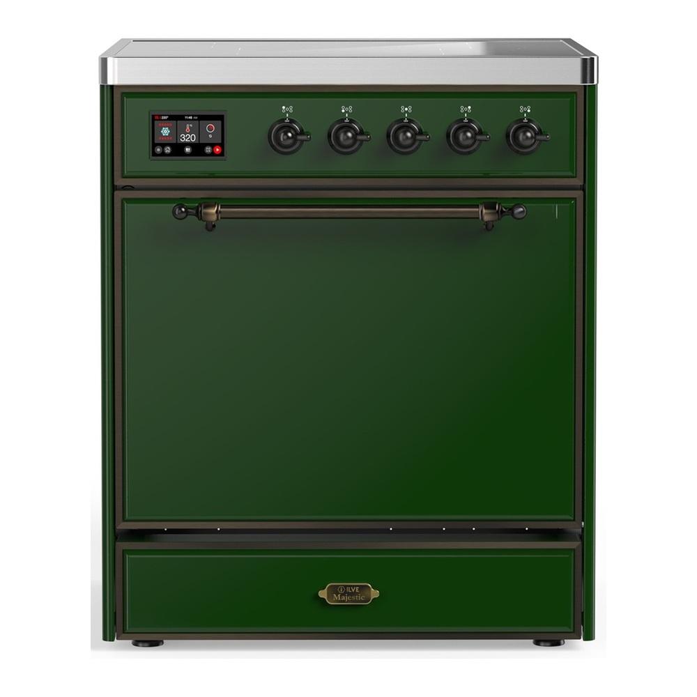 Ilve UMIB30QNR3EGB Ilve Umib30Qnr3Egb Majestic Iii 30 Inch Induction Range With 4 Elements, 4 Cu. Ft. Oven Capacity (Solid Door, Emerald Green, Burnished)