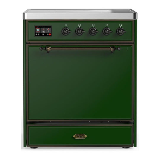 Ilve UMIB30QNR3EGB Ilve Umib30Qnr3Egb Majestic Iii 30 Inch Induction Range With 4 Elements, 4 Cu. Ft. Oven Capacity (Solid Door, Emerald Green, Burnished)
